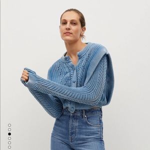Mango MNG Knit Cardigan, Blue, Size M